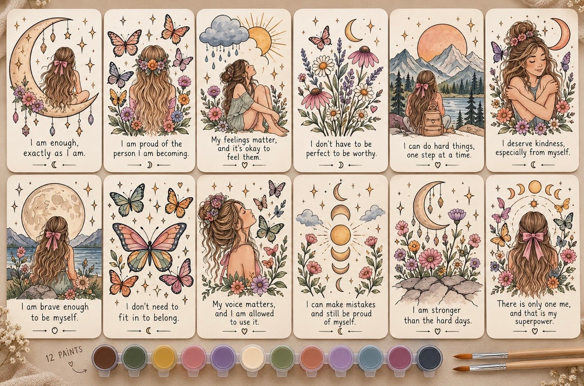 Girls Affirmation Art Cards