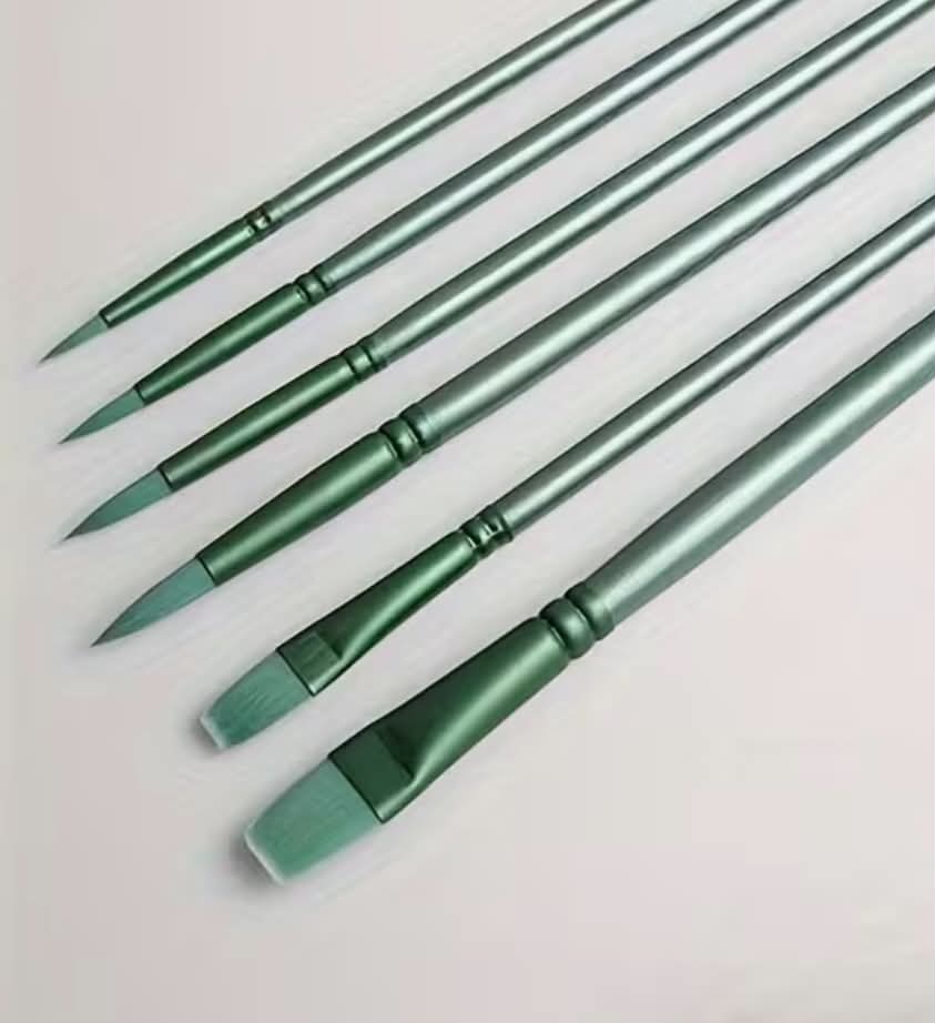 Green Paint Brushes Set of 6
