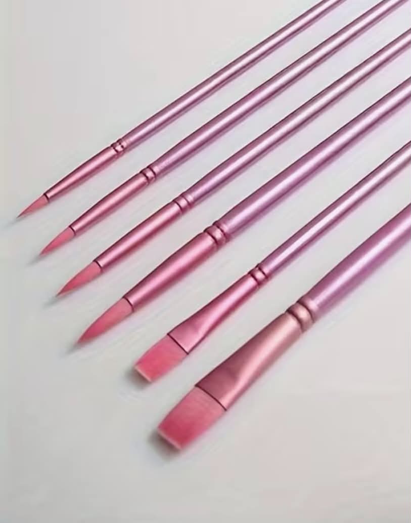 Pink Paint Brushes Set of 6